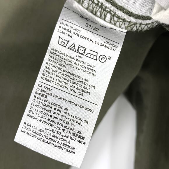 GAP Slim Leg Casual Chino Pants Mens Size 31" X 32" Military Green *FLAW - Picture 7 of 8